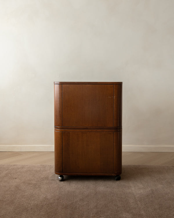 Art Deco Italian Wood Cabinet With Chrome Details, 1930s