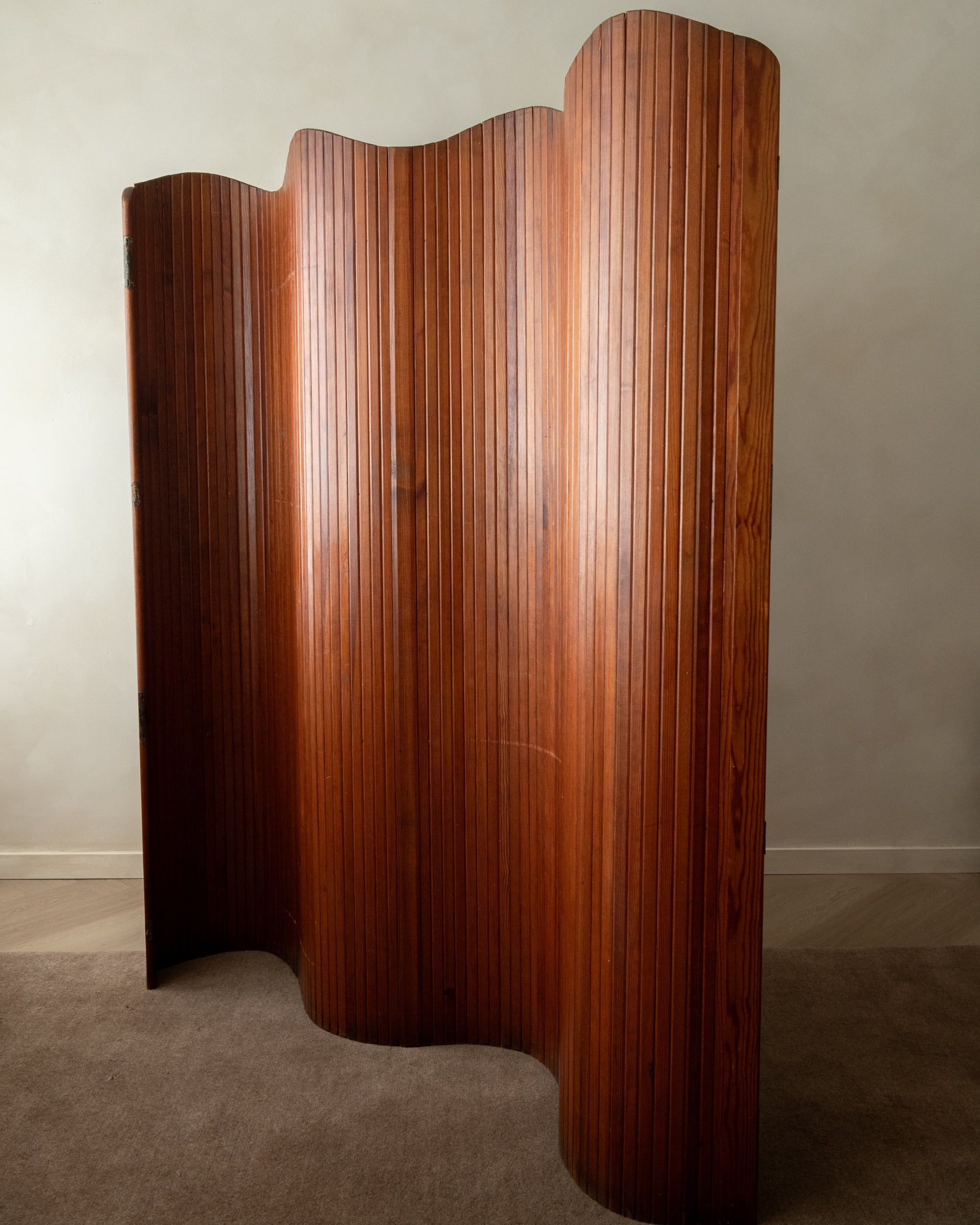 Art Deco Patinated Pine Room Divider by Jomain Baumann for Baumann, France, 1930s