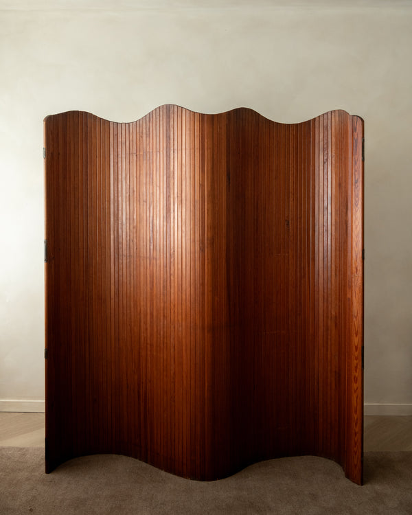 Art Deco Patinated Pine Room Divider by Jomain Baumann for Baumann, France, 1930s