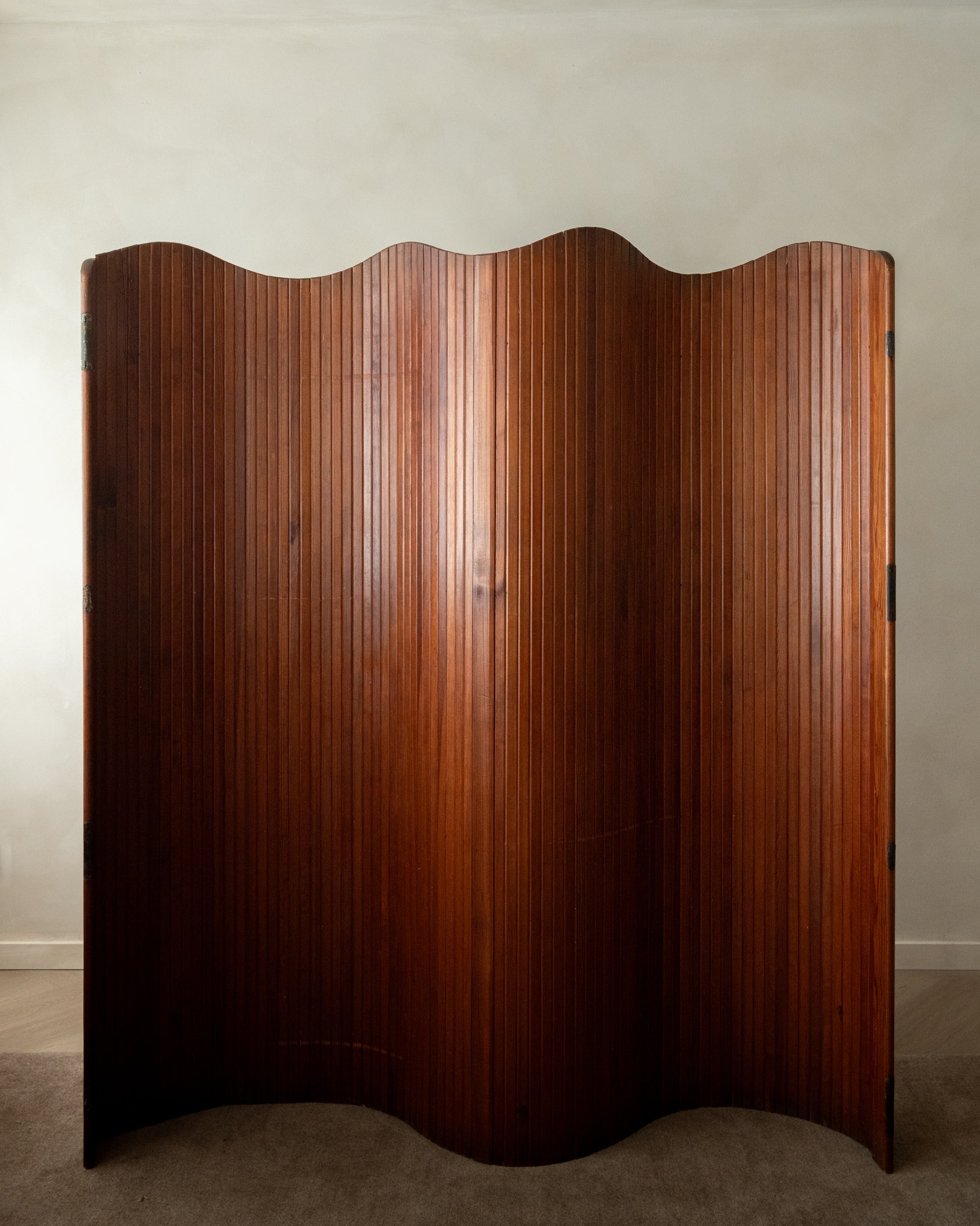 Art Deco Patinated Pine Room Divider by Jomain Baumann for Baumann, France, 1930s