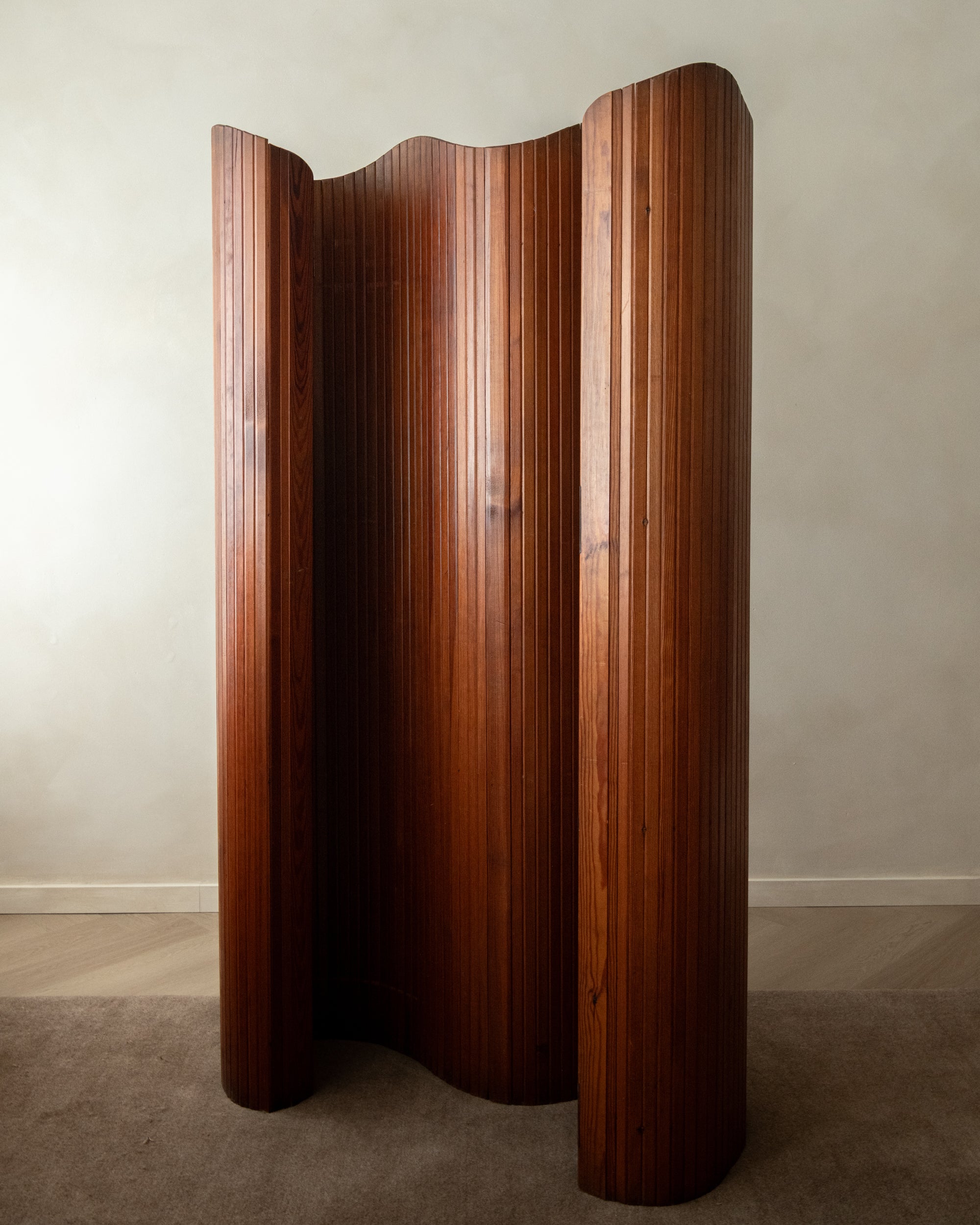 Art Deco Patinated Pine Room Divider by Jomain Baumann for Baumann, France, 1930s