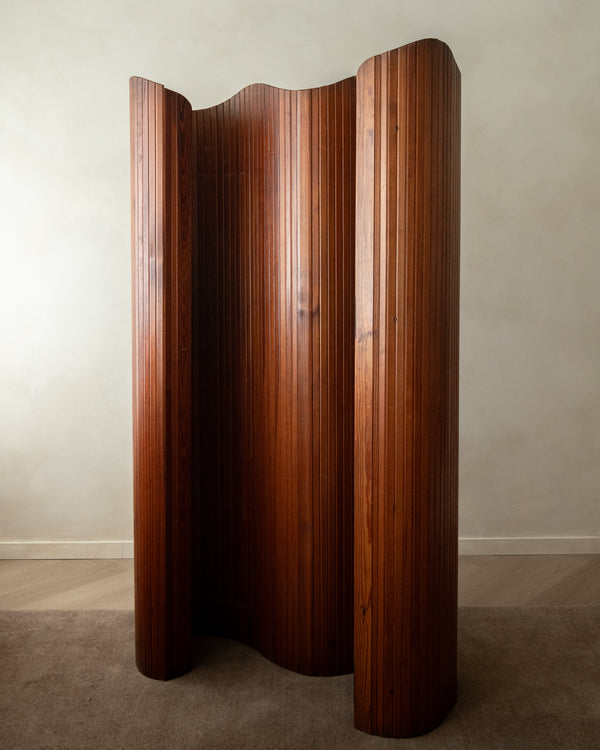 Art Deco Patinated Pine Room Divider by Jomain Baumann for Baumann, France, 1930s