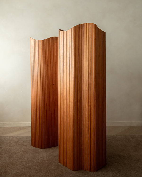 Vintage Art Deco Pine Tambour Room Divider by Jomain Baumann for Baumann, 1930s