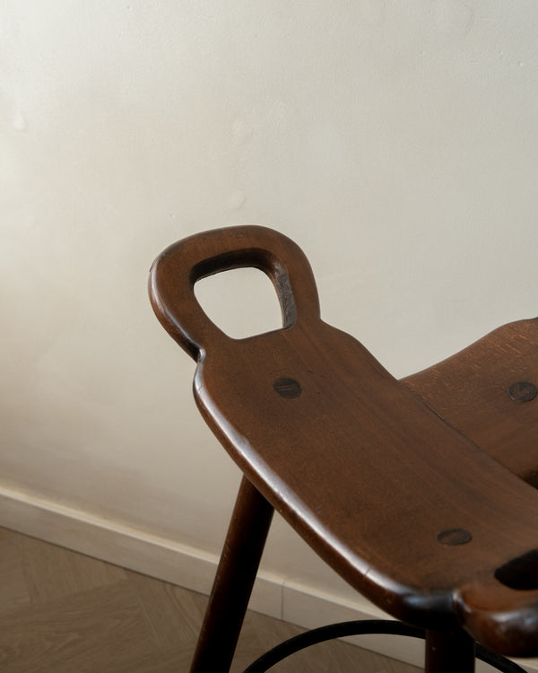 Spanish Brutalist Wooden Marbella Bar Stools by Confonorm, 1970s, Set of 3