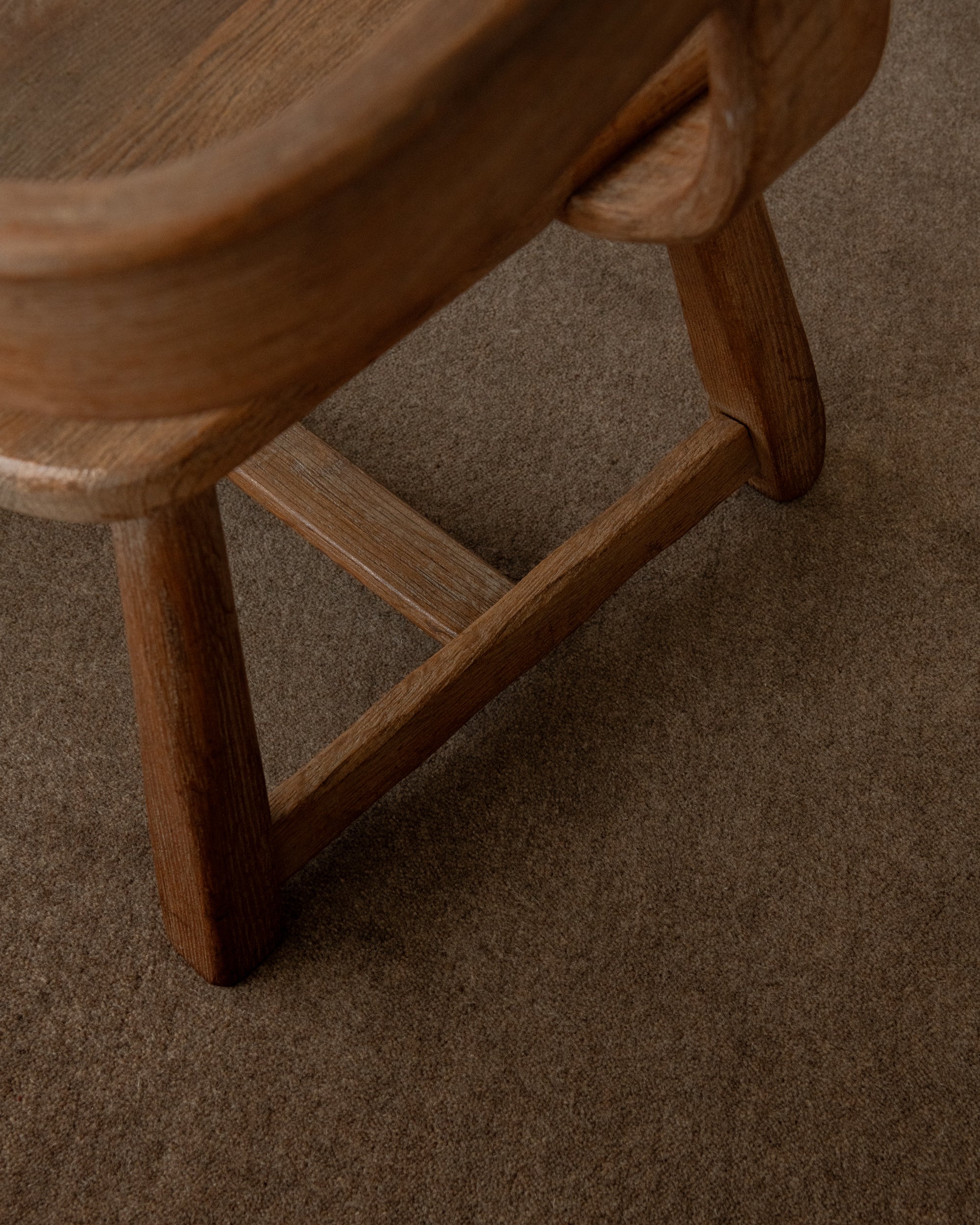 Brutalist Oak Armchair with Sculptural High Back by De Puydt, 1960s