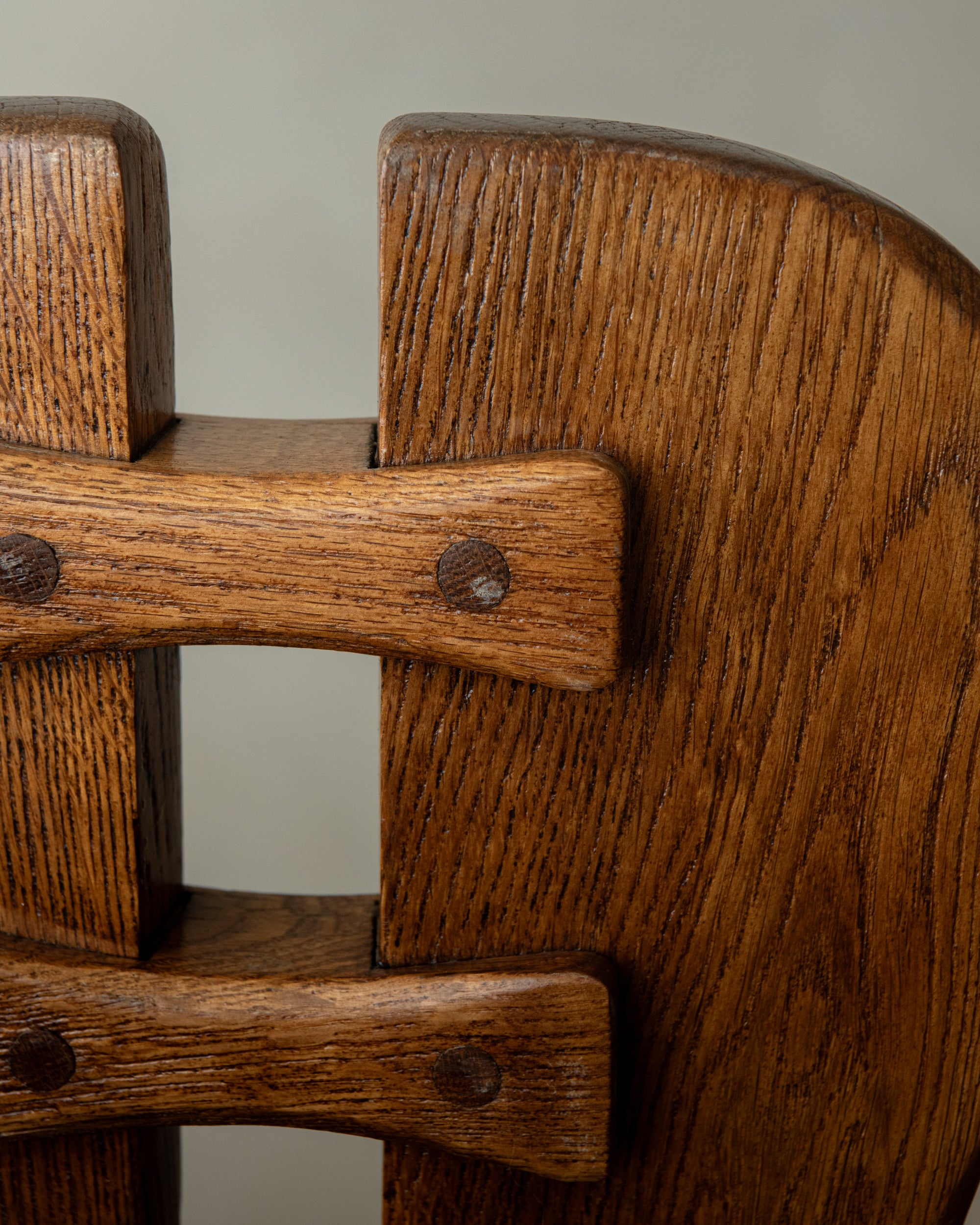 Brutalist Oak Dining Chairs with Sculptural High Backs by De Puydt, 1960s, Set of 4