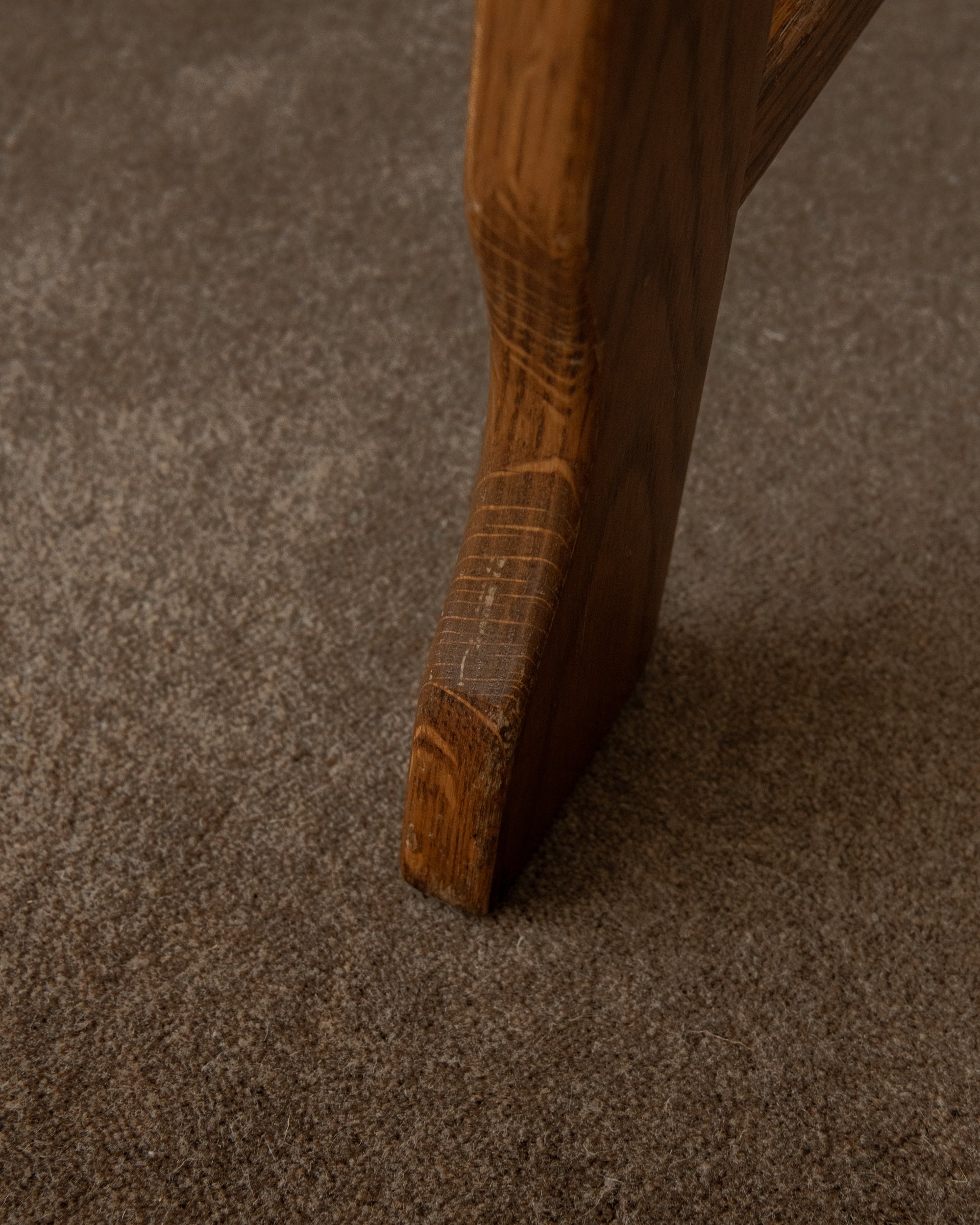 Brutalist Oak Razorback Dining Chairs with Green Velvet, 1970s, Set of 4