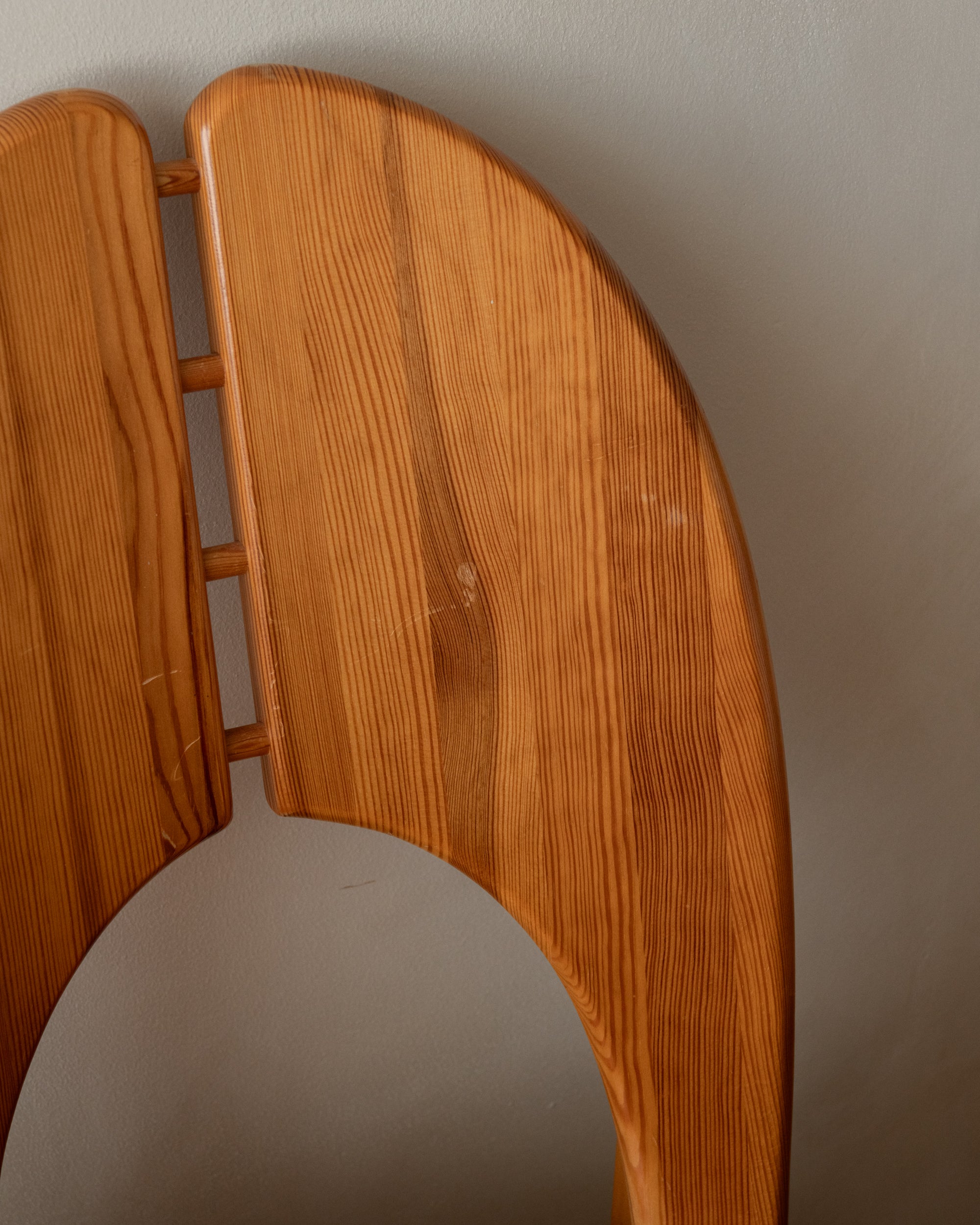 Scandinavian Brutalist Pine Dining Chairs, 1970s, Set of 6