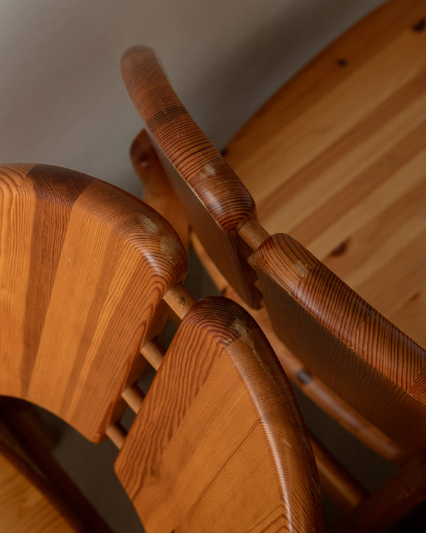 Scandinavian Brutalist Pine Dining Chairs, 1970s, Set of 6