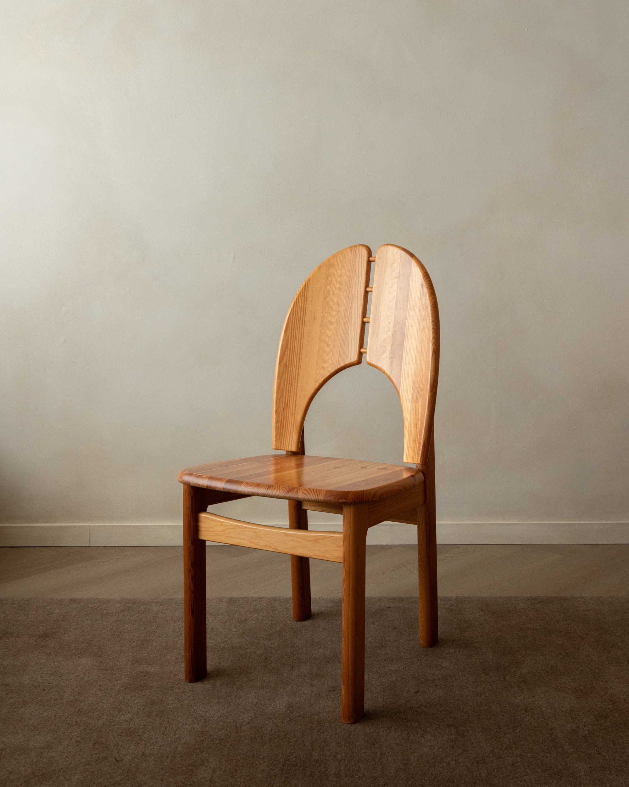 Scandinavian Brutalist Pine Dining Chairs, 1970s, Set of 6