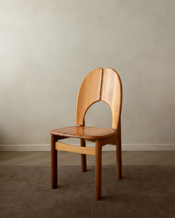 Scandinavian Brutalist Pine Dining Chairs, 1970s, Set of 6