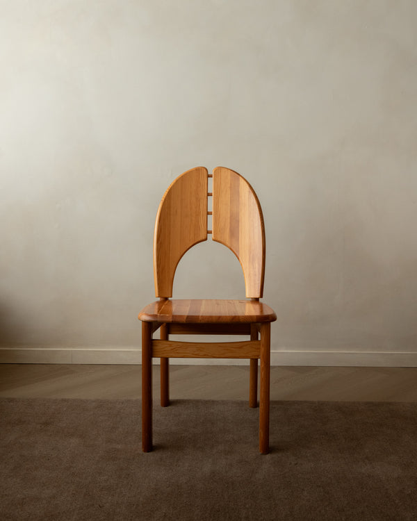 Scandinavian Brutalist Pine Dining Chairs, 1970s, Set of 6