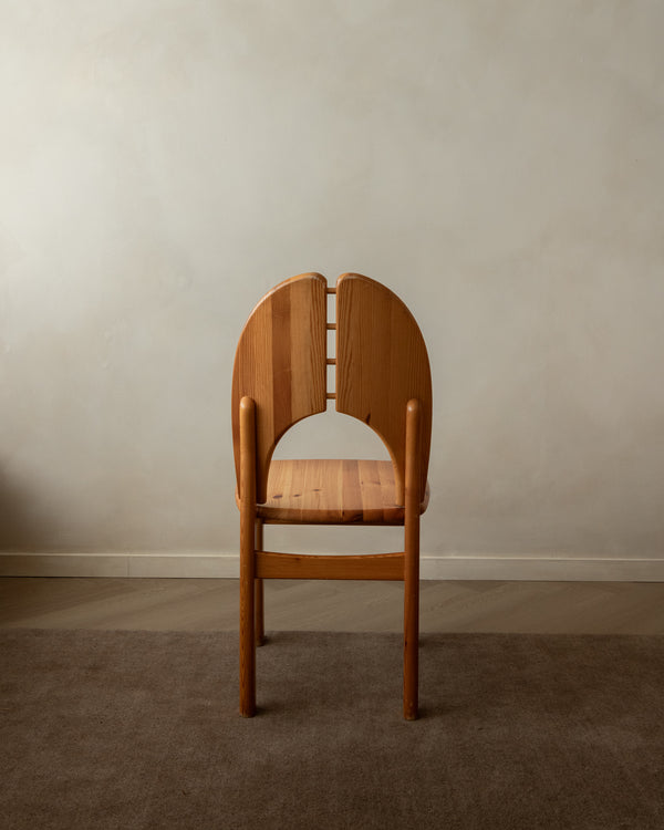 Scandinavian Brutalist Pine Dining Chairs, 1970s, Set of 6