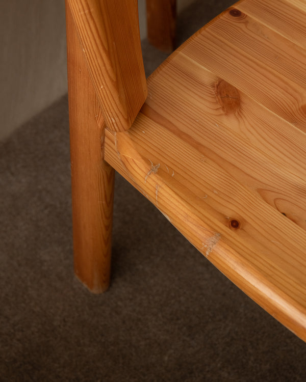Scandinavian Brutalist Pine Dining Chairs, 1970s, Set of 6