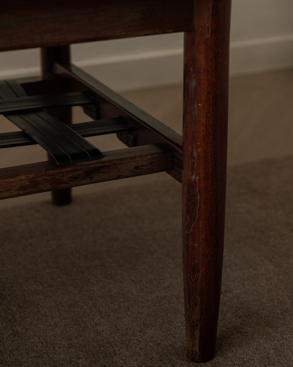 Mid Century Modern Rosewood Coffee Table With Leather Magazine Shelf by Topform, 1960s
