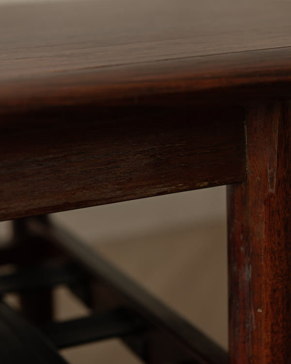 Mid Century Modern Rosewood Coffee Table With Leather Magazine Shelf by Topform, 1960s