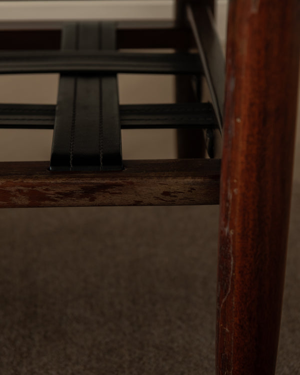 Mid Century Modern Rosewood Coffee Table With Leather Magazine Shelf by Topform, 1960s