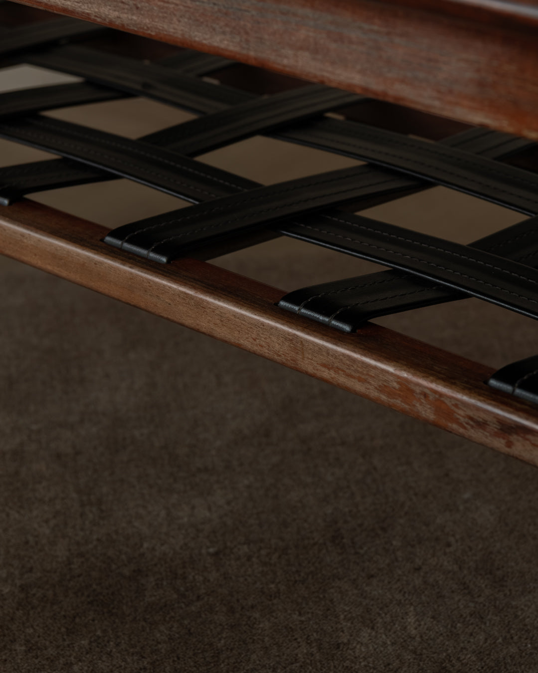 Mid Century Modern Rosewood Coffee Table With Leather Magazine Shelf by Topform, 1960s