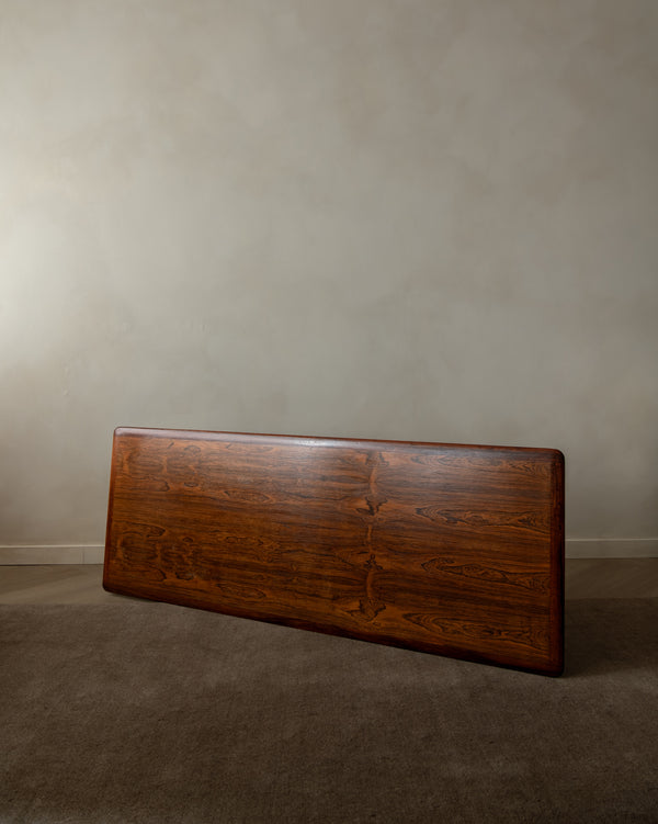 Mid Century Modern Rosewood Coffee Table With Leather Magazine Shelf by Topform, 1960s