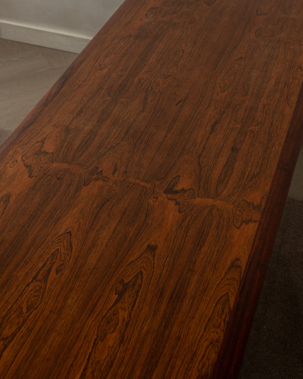 Mid Century Modern Rosewood Coffee Table With Leather Magazine Shelf by Topform, 1960s