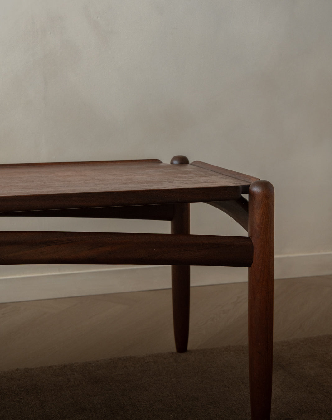 Scandinavian Modern Teak Coffee Table, Sculptural Tray Top Table, 1960s