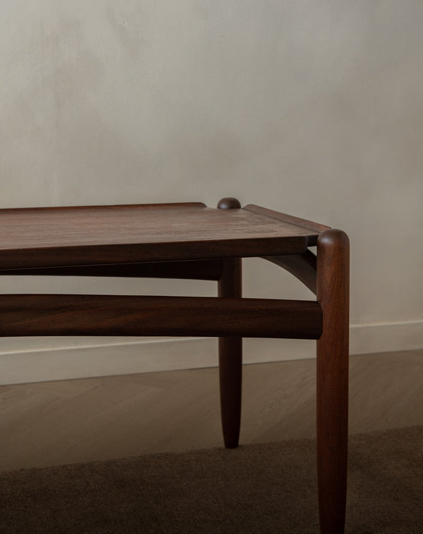 Scandinavian Modern Teak Coffee Table, Sculptural Tray Top Table, 1960s
