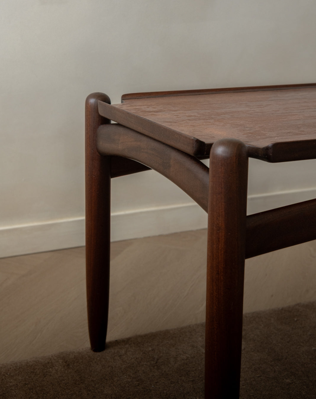 Scandinavian Modern Teak Coffee Table, Sculptural Tray Top Table, 1960s