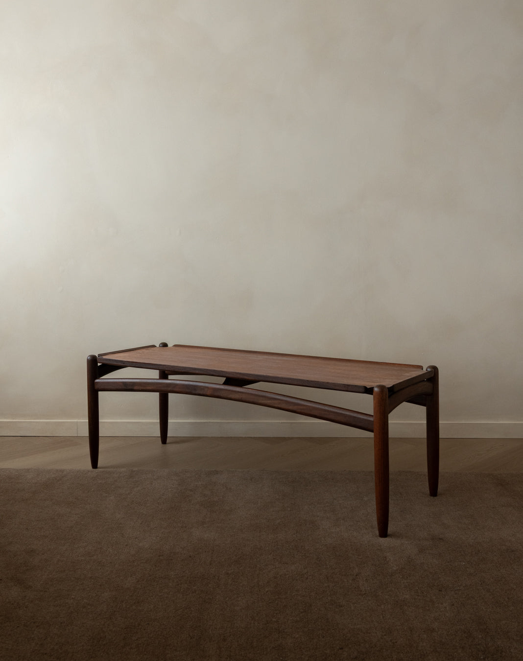 Scandinavian Modern Teak Coffee Table, Sculptural Tray Top Table, 1960s