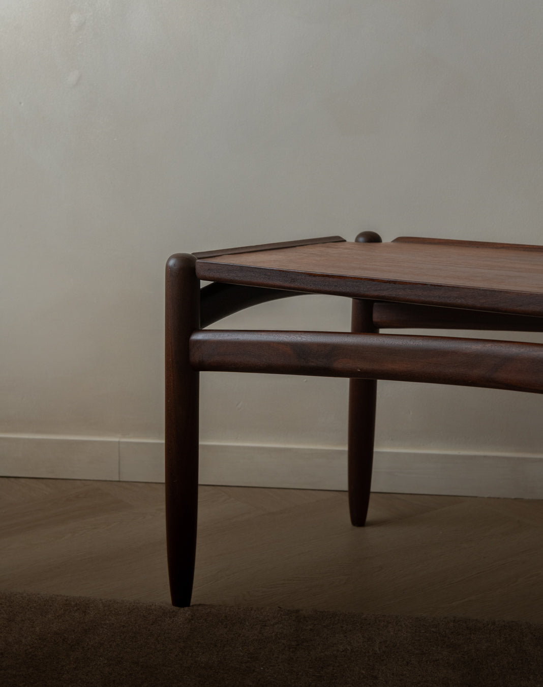 Scandinavian Modern Teak Coffee Table, Sculptural Tray Top Table, 1960s