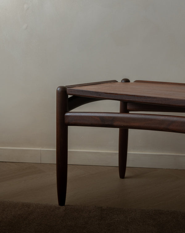 Scandinavian Modern Teak Coffee Table, Sculptural Tray Top Table, 1960s