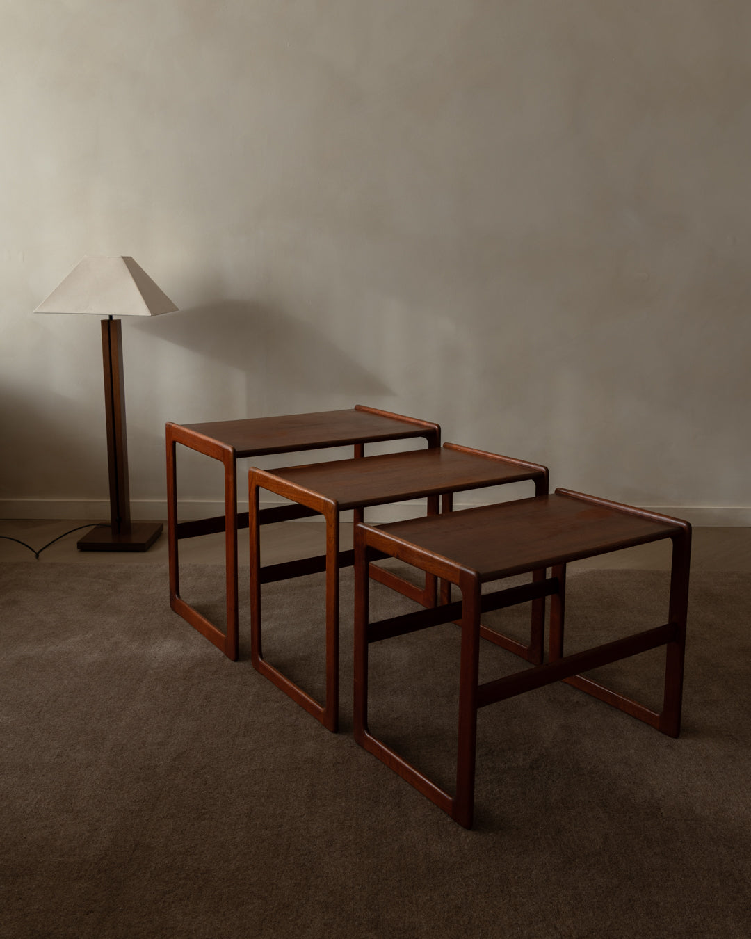 Danish Modern Teak Nesting Tables by Arne Hovmand-Olsen for Mogens Kold, 1960s, Set of 3