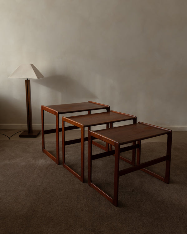 Danish Modern Teak Nesting Tables by Arne Hovmand-Olsen for Mogens Kold, 1960s, Set of 3