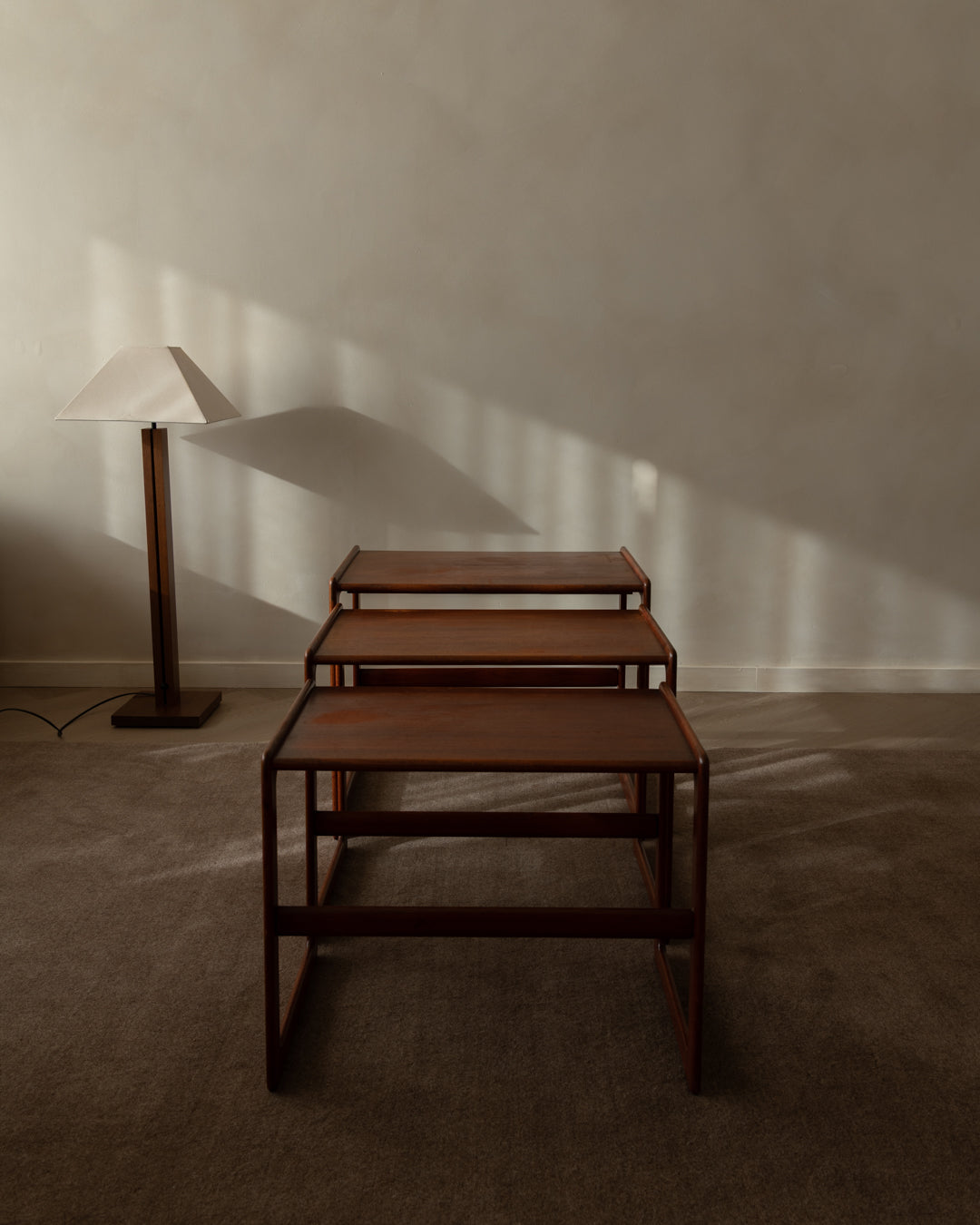 Danish Modern Teak Nesting Tables by Arne Hovmand-Olsen for Mogens Kold, 1960s, Set of 3