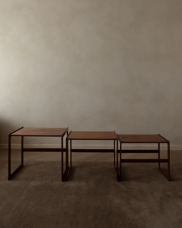Danish Modern Teak Nesting Tables by Arne Hovmand-Olsen for Mogens Kold, 1960s, Set of 3