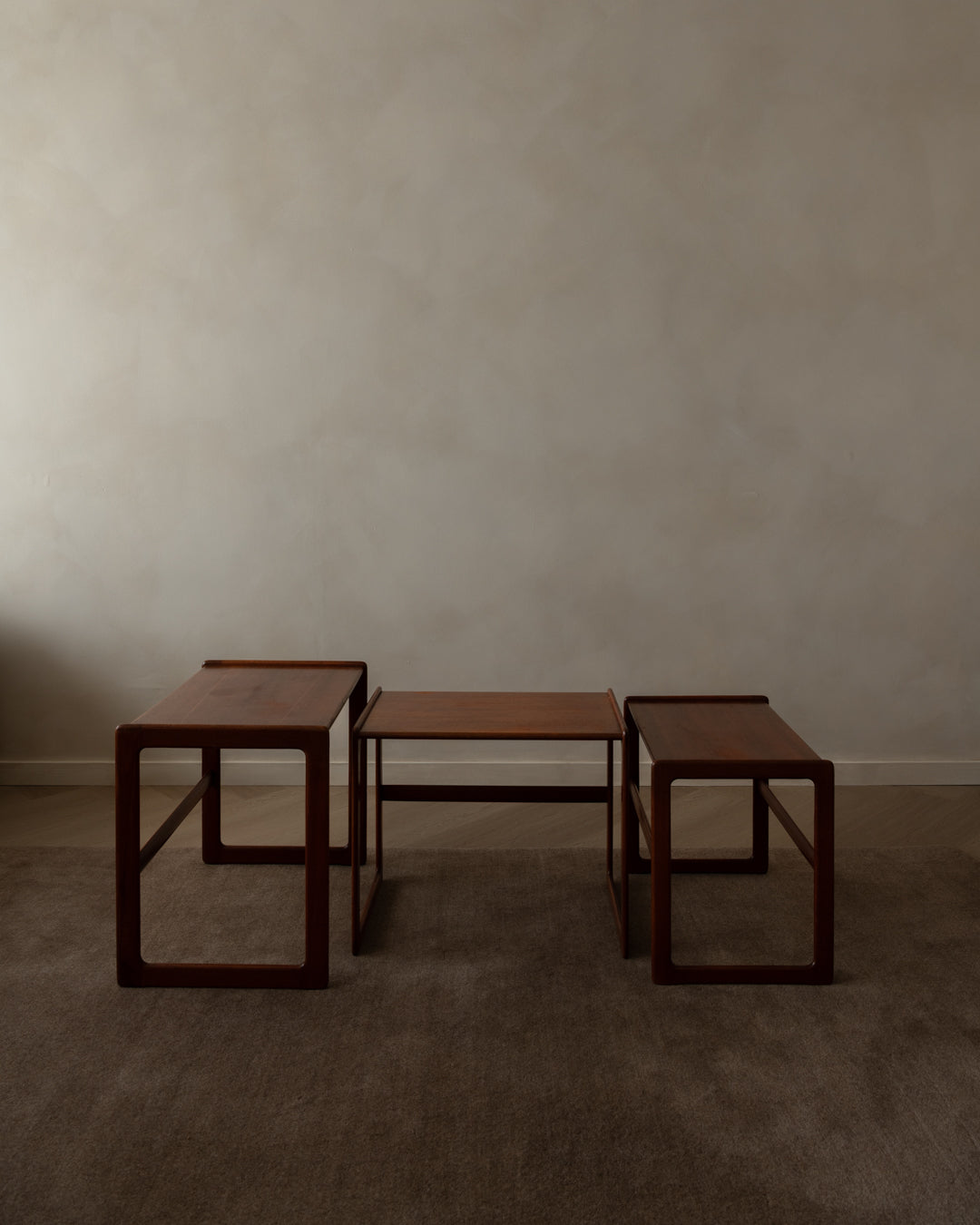 Danish Modern Teak Nesting Tables by Arne Hovmand-Olsen for Mogens Kold, 1960s, Set of 3