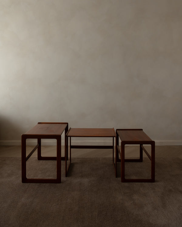 Danish Modern Teak Nesting Tables by Arne Hovmand-Olsen for Mogens Kold, 1960s, Set of 3
