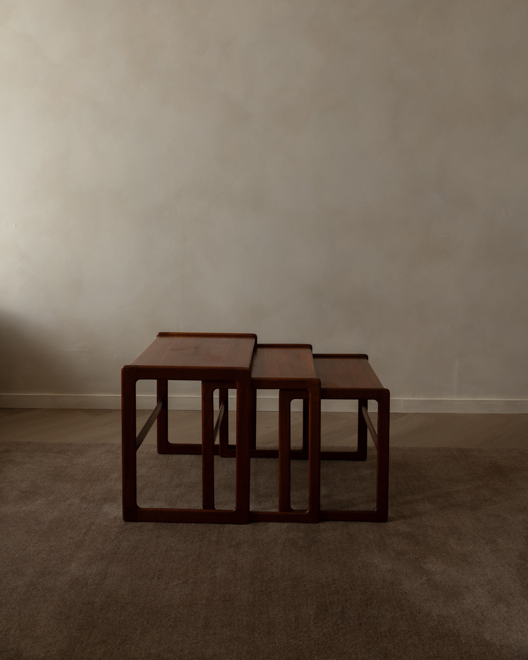 Danish Modern Teak Nesting Tables by Arne Hovmand-Olsen for Mogens Kold, 1960s, Set of 3
