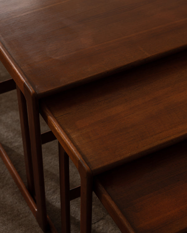 Danish Modern Teak Nesting Tables by Arne Hovmand-Olsen for Mogens Kold, 1960s, Set of 3