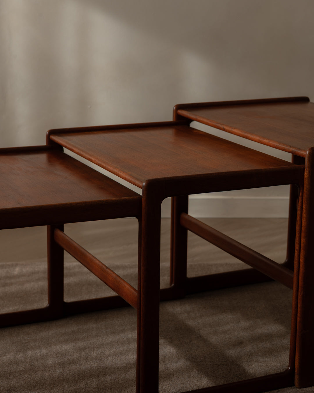Danish Modern Teak Nesting Tables by Arne Hovmand-Olsen for Mogens Kold, 1960s, Set of 3