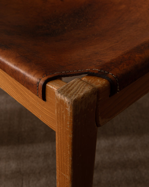 French Brutalist Elm and Leather Chair by Maison Regain, 1970s