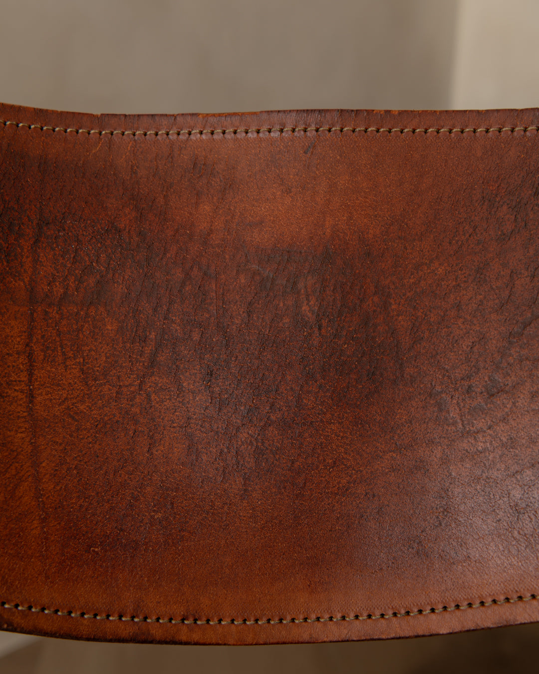 French Brutalist Elm and Leather Chair by Maison Regain, 1970s