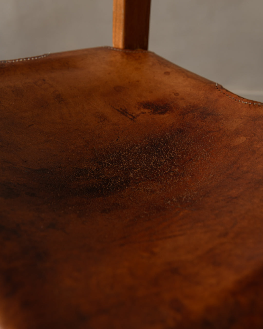 French Brutalist Elm and Leather Chair by Maison Regain, 1970s