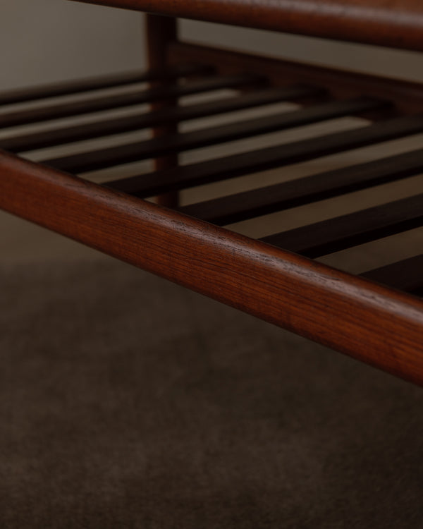 Danish Modern Teak Coffee Table by Grete Jalk, 1960s, Slatted Magazine Shelf