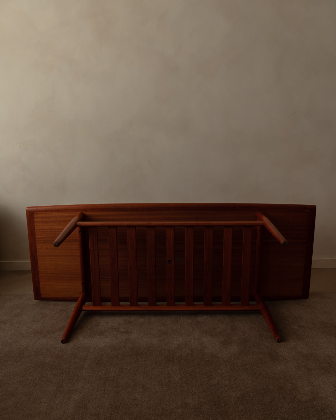 Danish Modern Teak Coffee Table by Grete Jalk, 1960s, Slatted Magazine Shelf