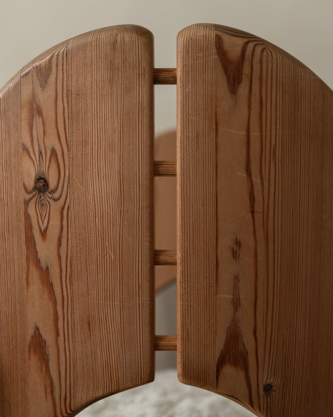Scandinavian Modern Pine Dining Chairs in Faux Sheepskin, 1970s