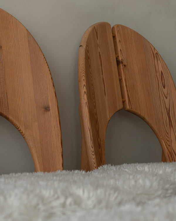 Scandinavian Modern Pine Dining Chairs in Faux Sheepskin, 1970s