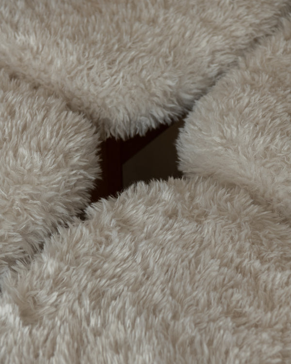 Scandinavian Modern Pine Dining Chairs in Faux Sheepskin, 1970s