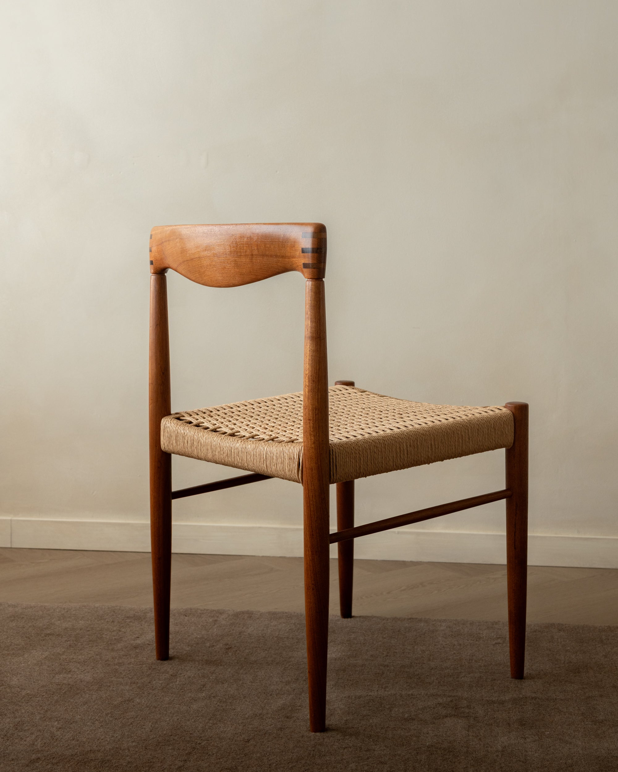 Danish Modern Teak and Paper Cord Dining Chairs by H.W. Klein for Bramin, 1960s, Set of 3