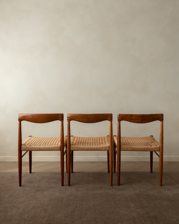 Danish Modern Teak and Paper Cord Dining Chairs by H.W. Klein for Bramin, 1960s, Set of 3