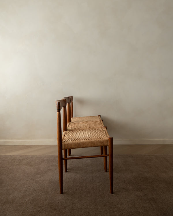 Danish Modern Teak and Paper Cord Dining Chairs by H.W. Klein for Bramin, 1960s, Set of 3